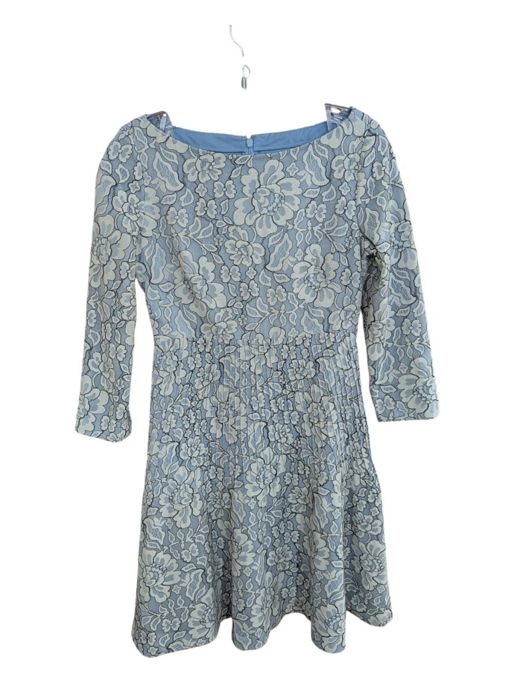 Eliza J Lace Dress Periwinkle Blue White Floral Lace Fit & Flare Sz 2 *EUC